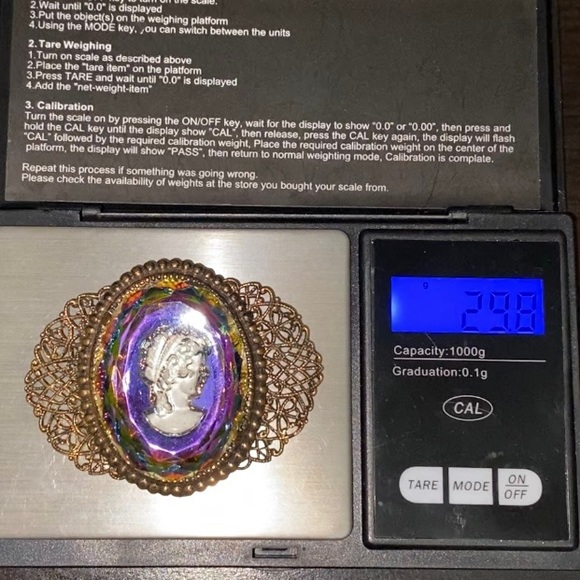 Stunning Vintage Watermelon Intaglio Cameo Grass Brooch 29.8g - Picture 9 of 11